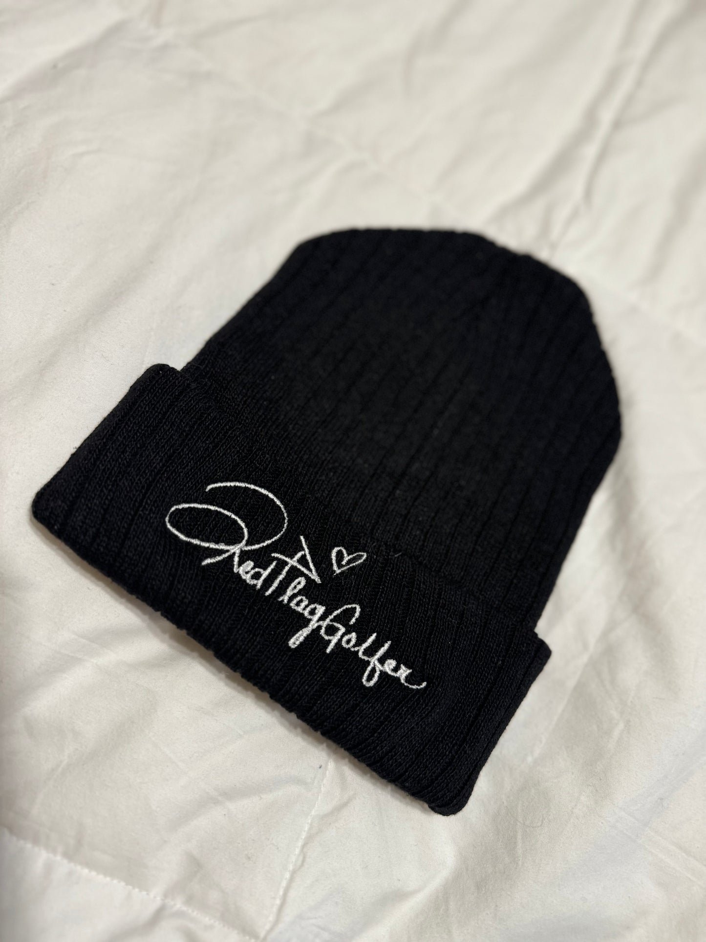 Red Flag Golfer Signature Beanie - Black
