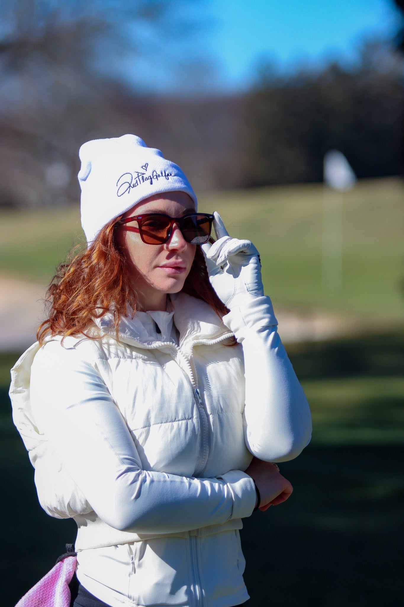 Red Flag Golfer Signature Beanie - White